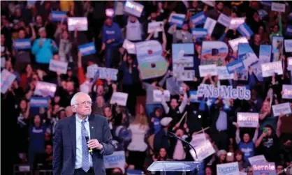  ??  ?? Bernie Sanders campaignin­g in Manchester, New Hampshire. Photograph: Joseph Prezioso/AFP via Getty Images