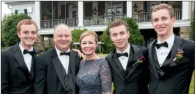  ??  ?? Nick Pacheco, brother of the groom, with Sean Dockery and his wife, Tracey, mother of the groom, and Jack and Joshua Pacheco,
brothers of the groom, all of Warsaw, Mo.