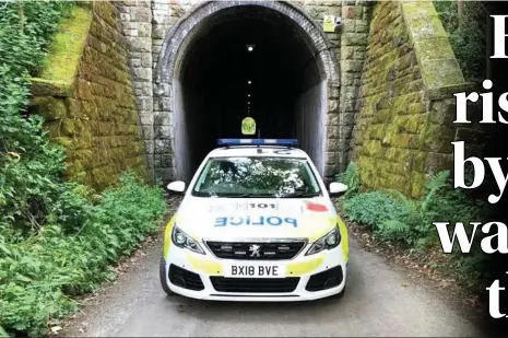  ??  ?? Police are stepping up patrols at Swainsley Tunnel and a sign has been put in place, right, to warn boy racers about anti-social driving.