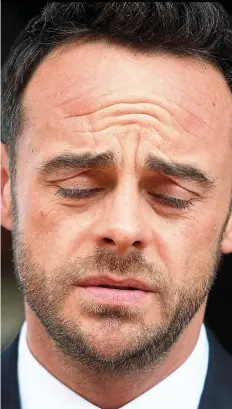  ??  ?? ‘I let myself down’: McPartlin, speaking outside court yesterday, was banned from driving for 20 months and given the ‘highest ever’ fine imposed by a British court