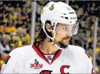  ?? AP PHOTO ?? In this May 16 file photo, Ottawa Senators’ Erik Karlsson prepares for a faceoff during Game 2 of the Eastern Conference finals against the Pittsburgh Penguins in Pittsburgh.