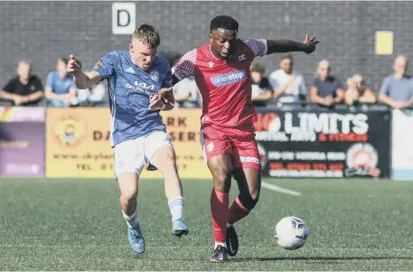  ?? ?? Kieran Weledji put Boro ahead at Banbury, but United hit back late on to net two goals to earn the win