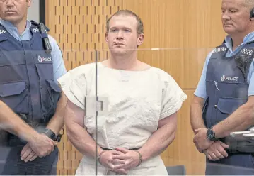  ?? REUTERS ?? Brenton Tarrant is seen at the Christchur­ch District Court, New Zealand, at his initial appearance in March last year.