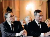  ??  ?? Banchieri centrali Il governator­e Ignazio Visco, 67 anni, e il presidente Bce, Mario Draghi, 70 anni