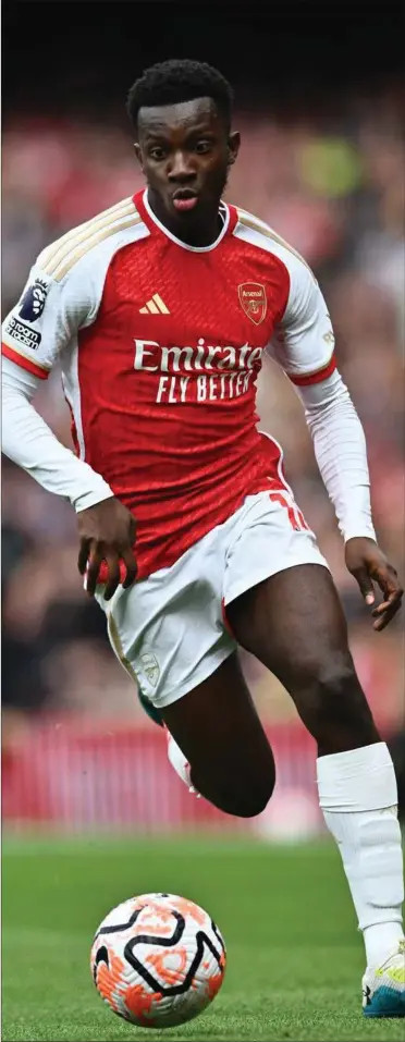  ?? FOTO: GETTY IMAGES ?? Eddie Nketiah og Arsenal har aeren af at vaere kuponens største udefavorit, og mon ikke også de tager fra badebyen Bournemout­h med alle tre point.