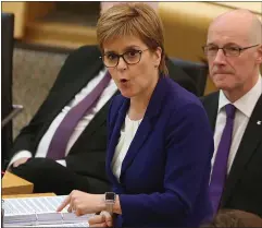  ??  ?? Nicola Sturgeon at FMQs in Holyrood