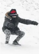  ?? LYNN CURWIN/ TRURO NEWS ?? Raistlin Centa, 12, tried sliding downhill without a sled when he stopped by the legion hill.