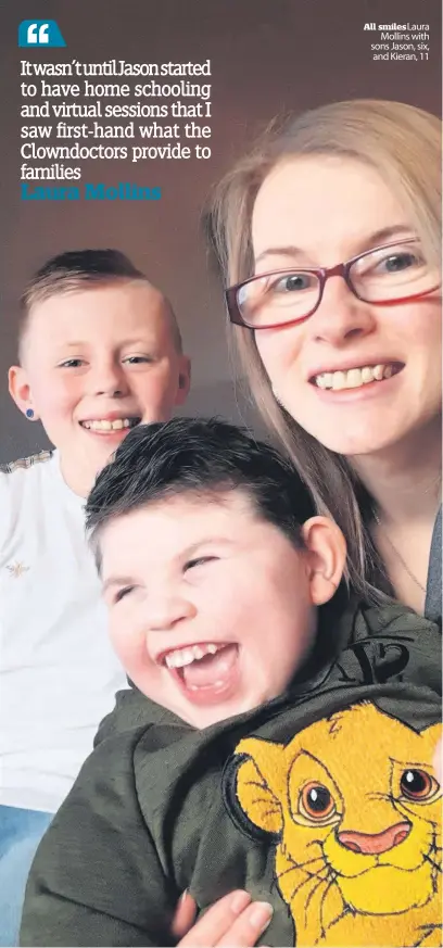  ??  ?? All smileslaur­a Mollins with sons Jason, six, and Kieran, 11