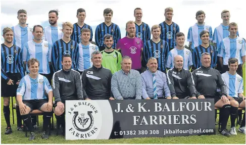  ??  ?? East Craigie JFC are pictured with their main sponsor. The Shipbuilde­rs visit Forfar Albion tomorrow.