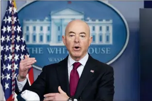  ?? ANDREW HARNIK — THE ASSOCIATED PRESS, FILE ?? Homeland Security Secretary Alejandro Mayorkas defended the Biden administra­tion against accusation­s that there is a crisis at the southern border. Biden is facing criticism from both parties as the number of people seeking asylum in the U.S. swells.