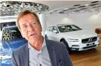  ?? (Jonas Ekstromer/TT News Agency/via Reuters) ?? VOLVO CARS CEO Hakan Samuelsson speaks during an interview at a Volvo showroom in Stockholm last week.