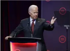  ?? DARRON CUMMINGS ?? Democratic presidenti­al candidate and former Vice President Joe Biden speaks during the National Urban League Conference, Thursday in Indianapol­is.