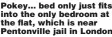  ??  ?? Pokey… bed only just fits into the only bedroom at the flat, which is near Pentonvill­e jail in London