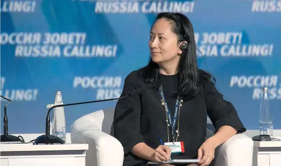  ??  ?? A CFO da Huawei, Wanzhou Meng, foi detida no Canadá por suspeitas de violação das sanções impostas pelos EUA ao Irão.