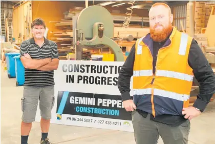  ?? Photo / Bevan Conley ?? Gemini Pepper owner Brendon Lawrence, left, and site manager Jack Aplin are busy keeping up with constructi­on demands in Whanganui.