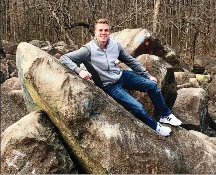  ?? SUBMITTED PHOTO ?? Owen J. Roberts High School graduate Simon Crew during a visit to Ringing Rocks Park.