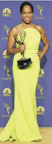  ??  ?? Regina King, who won an Emmy for Seven Seconds, wowed fans in a lime green gown.