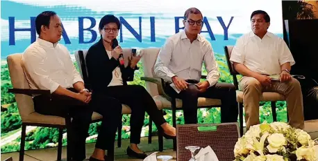  ?? (PJ ORIAS) ?? FROM LEFT: Patrick Avila, General Manager Technopark Inc , Bobby Dy, Ayala Land's Senior Vice President and Head of Strategic Land and Management Group, Rico Manuel, the Assistant Vice President and Business Developmen­t Head for Mindanao, and Jun Bisnar Ayala Land COO for Visayas and Mindanao talks to the press in a media briefing yesterday at Seda Hotel about their latest project the P14 billion Habini Bay, poised to be the region's new growth center.