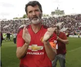  ??  ?? Gratitude: Roy Keane applauds the supporters after the match last month. Photo: Damien Eagers