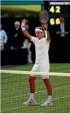  ??  ?? Roger Federer waves to the crowd after beating Canada’s Milos Raonic.