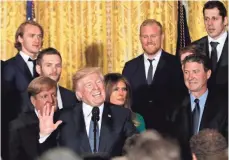  ?? BURKE, USA TODAY SPORTS GEOFF ?? President Trump honors the 2017 Stanley Cup champion Pittsburgh Penguins in the East Room at the White House.