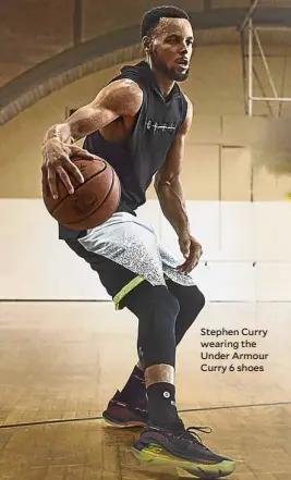  ??  ?? Stephen Curry wearing the Under Armour Curry 6 shoes