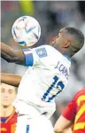  ?? Photo / AP ?? Costa Rica’s Joel Campbell competes for the ball against Spain.