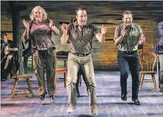  ?? Jim Carmody La Jolla Playhouse ?? “COME FROM AWAY’S” Astrid Van Wieren, Caesar Samayoa and Chad Kimball in La Jolla Playhouse’s musical, which has its Broadway opening at the Gerald Schoenfeld Theatre on March 12.