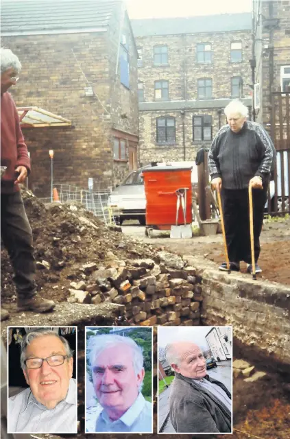  ??  ?? Warwick Foster at an archaeolog­ical dig. Inset, Syd Bailey, left, David Deakes and Reg Farr.