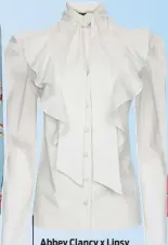  ??  ?? Abbey Clancy x Lipsy pussybow poplin blouse €35