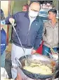  ?? HT PHOTOS ?? (Clockwise from top) Cabinet ministers Sidharth Nath Singh and Nand Gopal Gupta ‘Nandi frying pakodas and jalebis at roadside shops in Prayagraj while SP ticket aspirant campaignin­g on cycle.