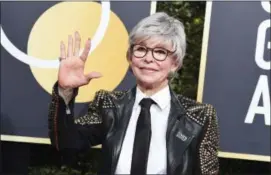  ?? PHOTO BY JORDAN STRAUSS — INVISION — AP ?? Rita Moreno arrives at the 75th annual Golden Globe Awards at the Beverly Hilton Hotel on Sunday in Beverly Hills