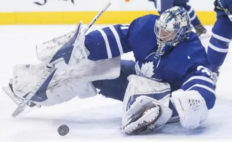  ?? CHRIS YOUNG/THE CANADIAN PRESS ?? Goaltender Frederik Andersen has saved the Leafs time and again this season as they struggle to lower the number of shots they allow.