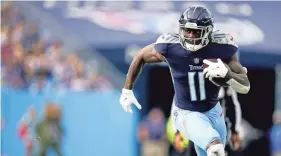  ?? ANDREW NELLES/TENNESSEAN.COM ?? Titans wide receiver A.J. Brown runs the ball during the second quarter against the Saints at Nissan Stadium on Nov. 14.