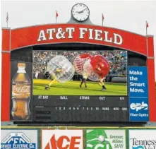  ?? RENDERING BY CHATTANOOG­A LOOKOUTS ?? The Chattanoog­a Lookouts will have a new, larger video board for the 2017 season, and it will have enhanced capabiliti­es.