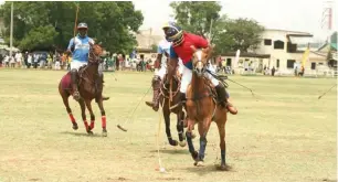  ??  ?? Kano Polo Club longest playing member, Bashir Dantata scoops a shot during the Dantata Cup final in Kano ahead of the grand polo festival in Bompai this week.