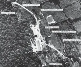  ??  ?? U.S. photos showing Soviet missiles sites in Cuba in 1962. KEYSTONE/GETTY IMAGES