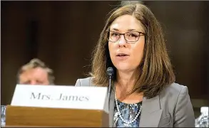  ?? Special to the Democrat-Gazette ?? Jennifer James, an Arkansas rice farmer, testified this week before the Senate Agricultur­e Committee, emphasizin­g the importance of the Price Loss Coverage program, which was contained in the 2014 farm bill.