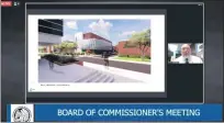  ?? SCREENSHOT OF ONLINE MEETING ?? Merck spokesman Greg Landis, inset, describes plans for an addition to the company’s Building 45 during the Upper Gwynedd commission­ers meeting on Oct. 19.