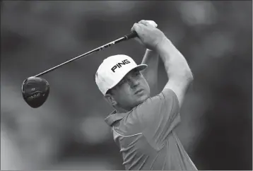  ?? ASSOCIATED PRESS ?? NATE LASHLEY drives on the 17th tee during the third round of the Rocket Mortgage Classic golf tournament, Saturday in Detroit.