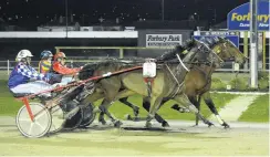  ?? PHOTO: JONNY TURNER ?? Got there . . . Sea Rover (inner) and driver John Morrison hang on to win by a nose over Imran Khan and Genevieve Crawford at Forbury Park last night.