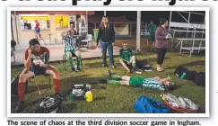  ??  ?? The scene of chaos at the third division soccer game in Ingham.