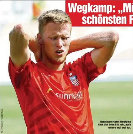  ??  ?? Neuzugang Gerrit Wegkamp haut sich beim FSV rein, auch
wenn‘s mal weh tut.