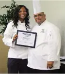 ??  ?? Shaneka celebrates her graduation from the Orlando culinary training program.