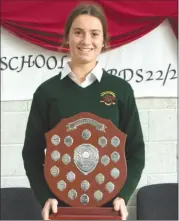  ?? (Photo: Mark Farrell) ?? Leah Hallihan was announced as Loreto’s overall Senior Sports Person of the Year.