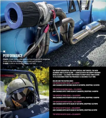  ??  ?? This is one very unique turbo set-up. With rat rods as inspiratio­n, Kane decided to mount the Garrett T28 turbo out the side of the engine compartmen­t. The Garrett turbo has been recored with HKS compressor wheels, and a larger compressor housing to supply a reliable 24psi of boost on the high-boost E30 tune.As a result, 268kW at the wheels was achieved, while great throttle response was maintained