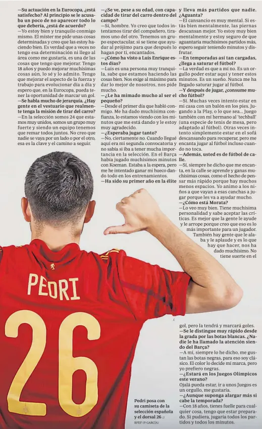  ?? // RFEF (P. GARCÍA) ?? Pedri posa con su camiseta de la selección española y el dorsal 26