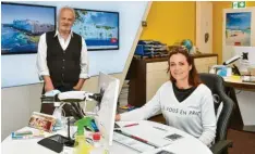  ?? Foto: Thorsten Jordan ?? Franz Fischer und Simone Preradovic vom „sonnenklar.TV Reisebüro by fischerrei­sen“in Landsberg.