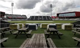  ??  ?? A deserted Old Trafford after the England Test was called off. Photograph: Tom Jenkins/ The Guardian