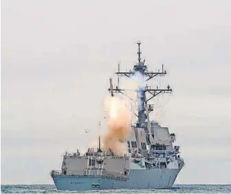  ?? U. S. NAVY VIA FLICKR ?? A Raytheon Tomahawk missile is launched from the USS Sterett.